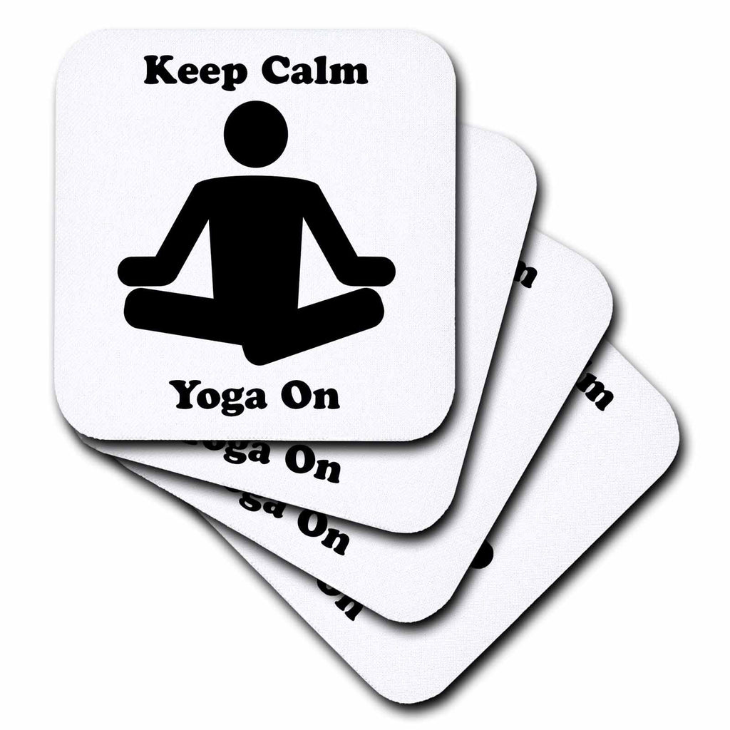 3dRose EvaDane - Funny Cartoons - Keep calm yoga on - Coasters (cst_123067)
