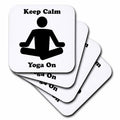 3dRose EvaDane - Funny Cartoons - Keep calm yoga on - Coasters (cst_123067)